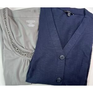 Lane Bryant Women's Bundle (2) Tops Blue/Gray Casual Office Wear Plus Size 18/20